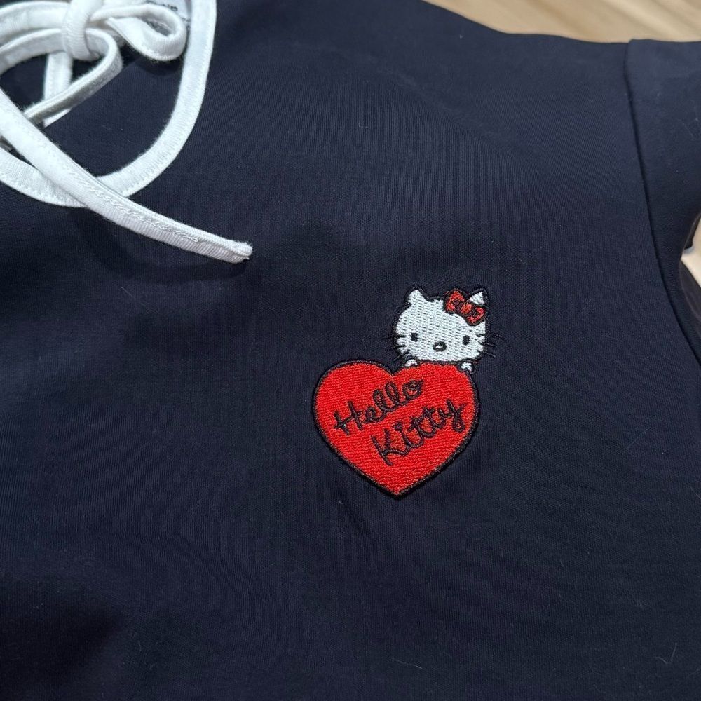 Lazy Oaf Hello Kitty Keyhole Blue Tie Mini Dress Women’s Small - Picture 4 of 6